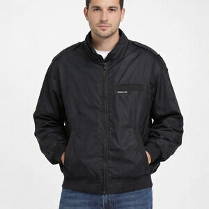 Members Only Bomber Jacket Men's XXL Lined Lightweight Classic Zip Coat BLACK